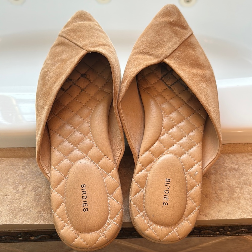 Birdies Swan Mule Sandals Flat  Pointy Toe Women Tan Size 9.5